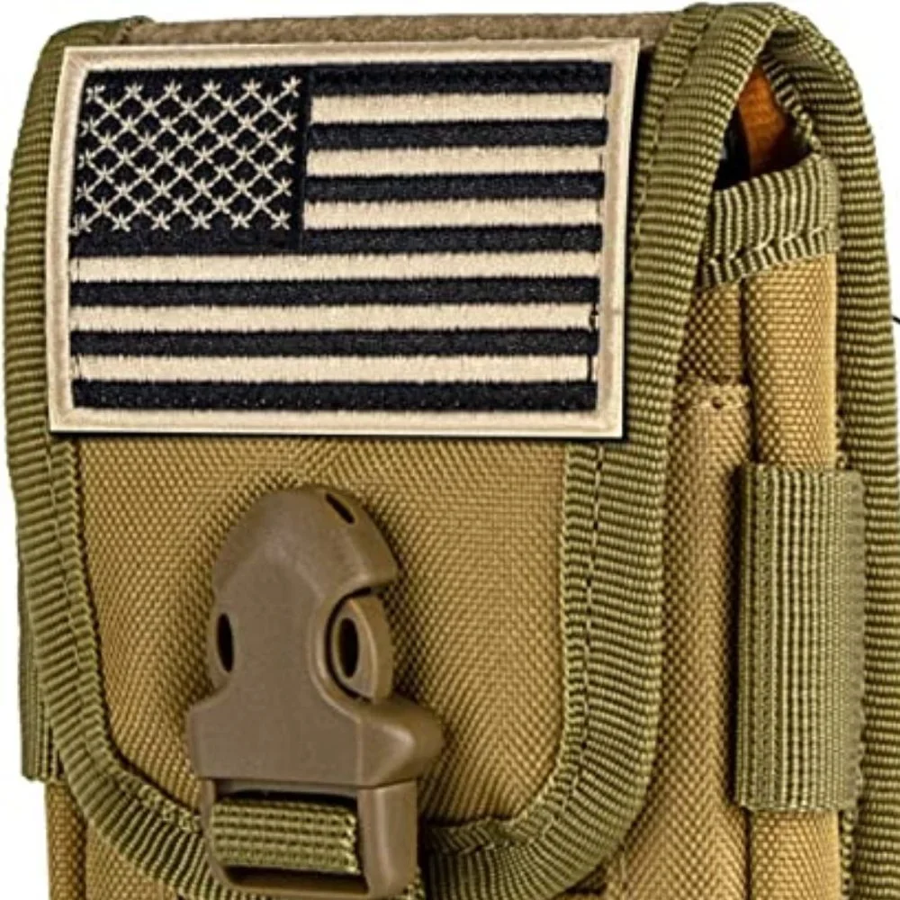 Tactical Cell Phone Holster Pouch with Armor Case on with US Flag Patch